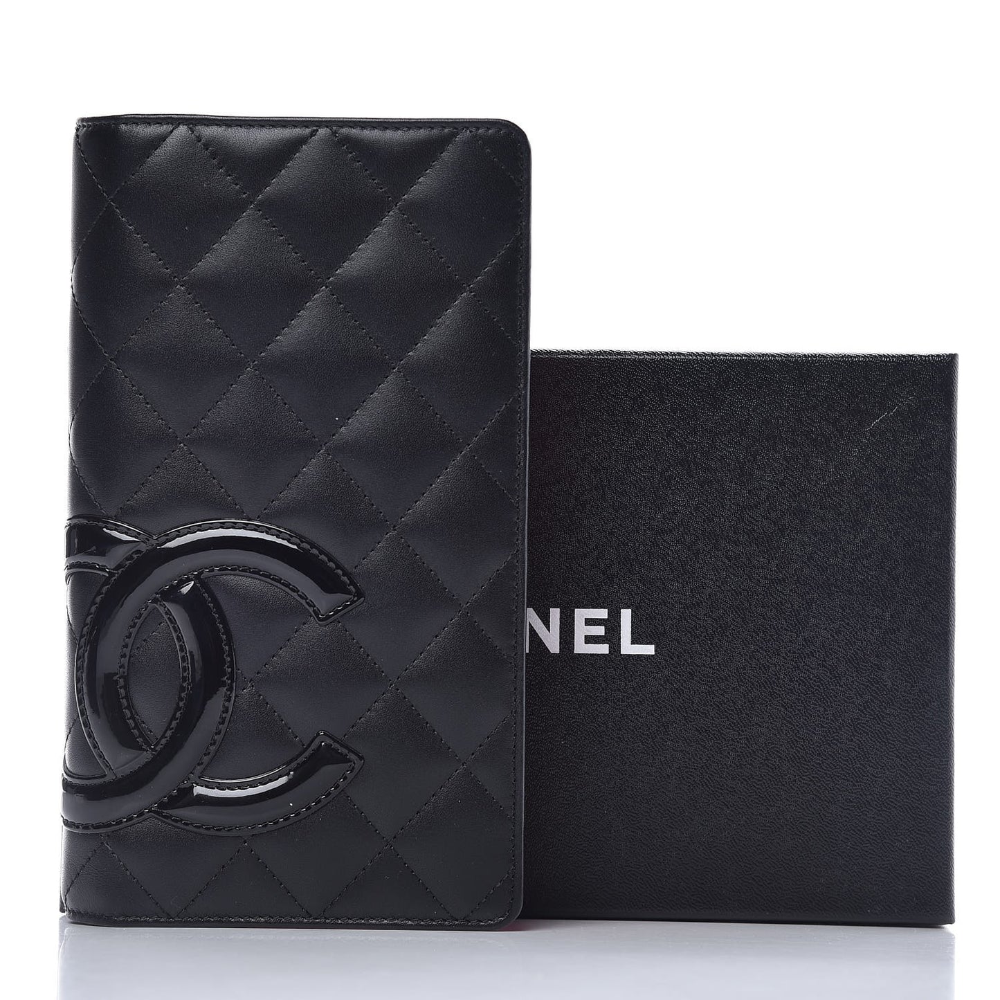 Calfskin Quilted Cambon Yen Wallet Black
