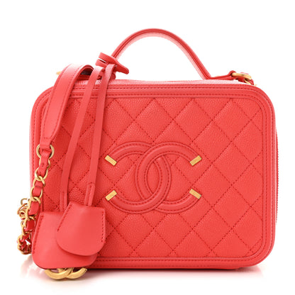 Chanel Caviar Quilted Medium CC Filigree Vanity Case Red 1 of 13