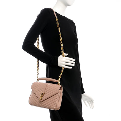 Saint Laurent Sheepskin Matelasse Chevron Monogram Medium College Bag Fard 2 of 10