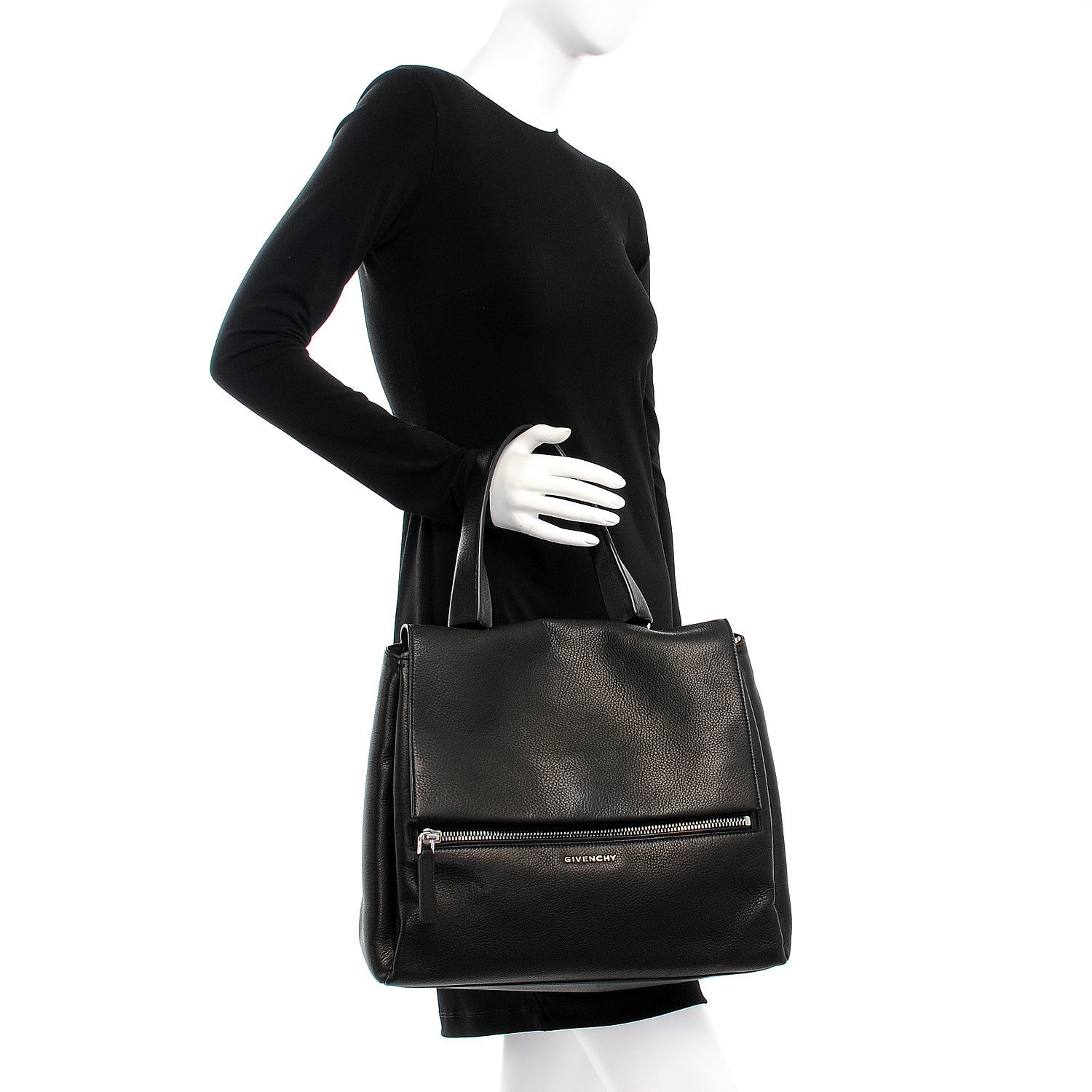 Givenchy Waxy Grained Calfskin Medium Pandora Pure Flap Bag Black 2 of 10