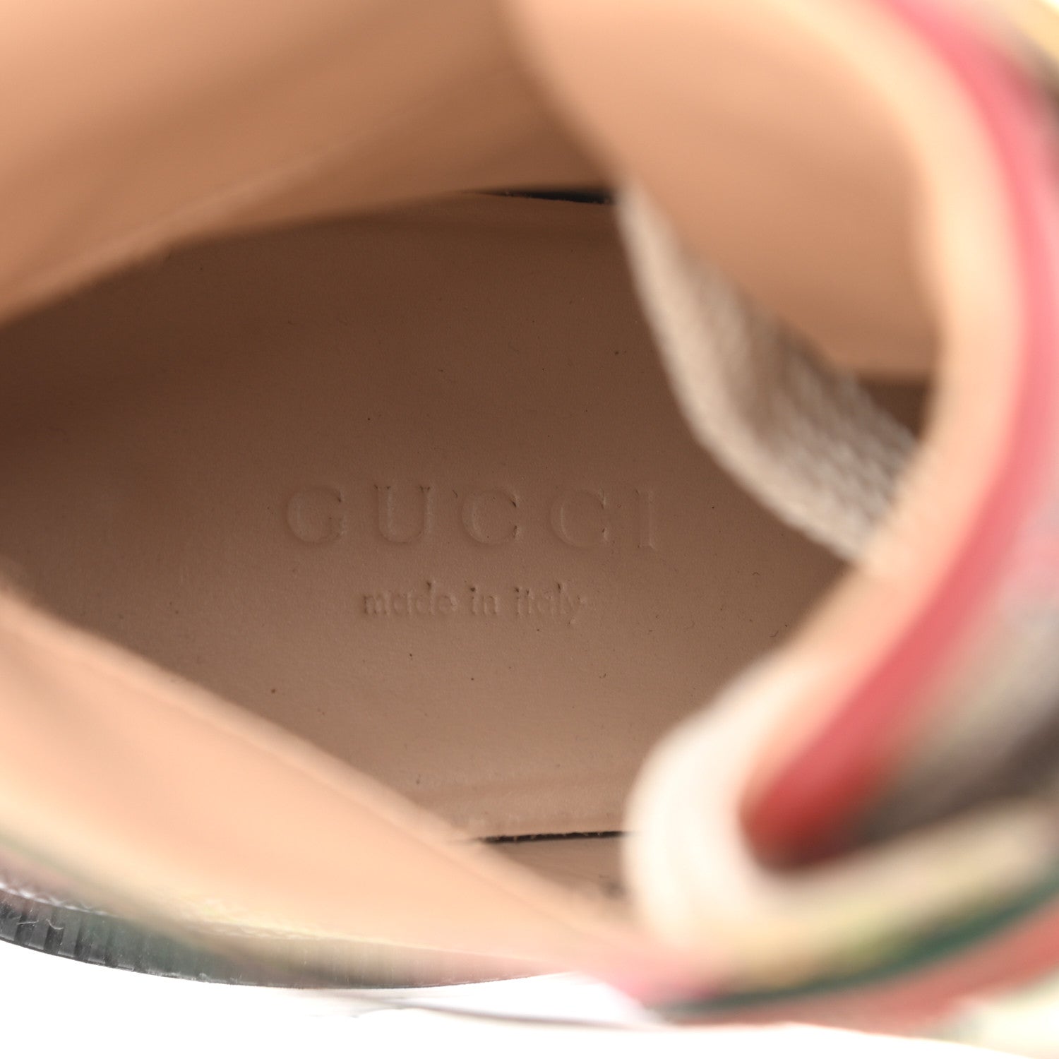 Gucci GG Supreme Monogram Flora Lace Up Combat Ankle Boots 37.5 Beige Multicolor Red 8 of 9