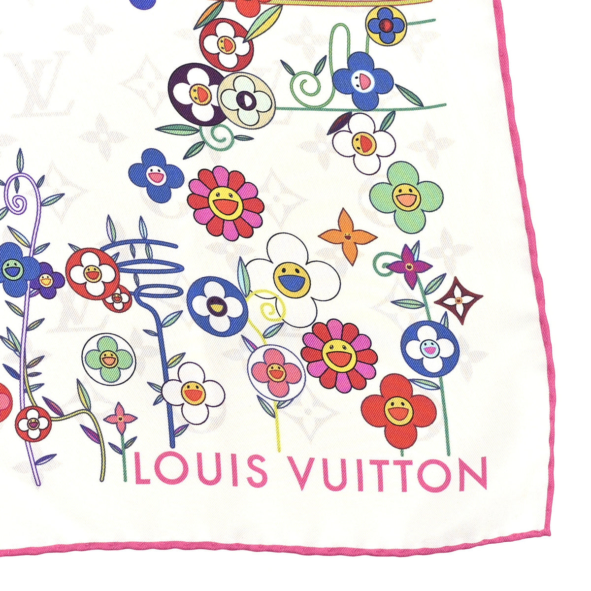 LV X TM Silk Monogram Superflat Flowers Square Scarf 90