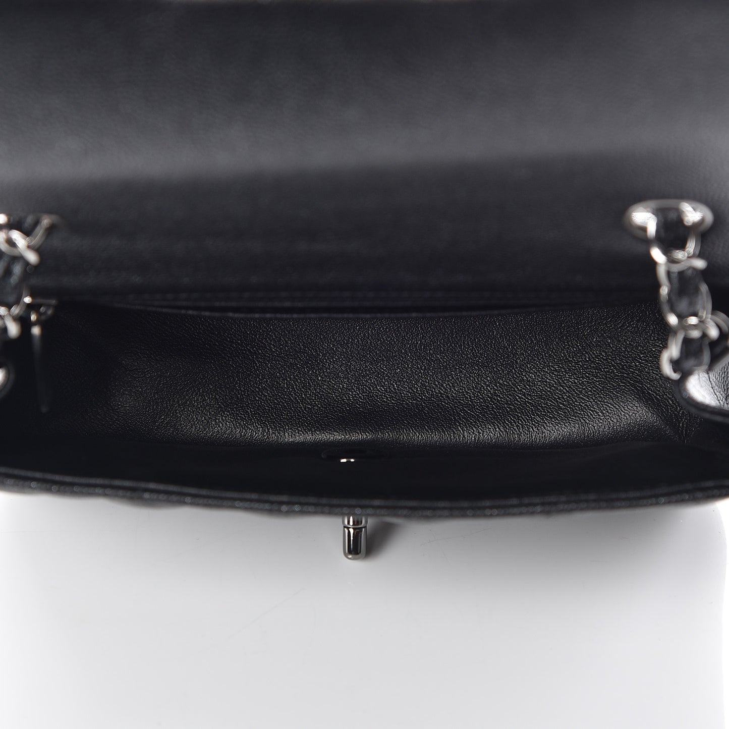 Iridescent Caviar Quilted Mini Rectangular Flap Black