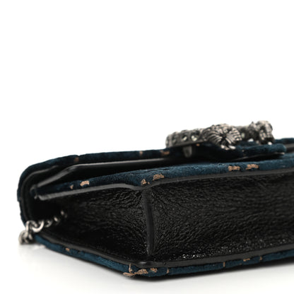 Gucci Velvet GG Monogram Super Mini Dionysus Shoulder Bag Blue Beige Black 8 of 10