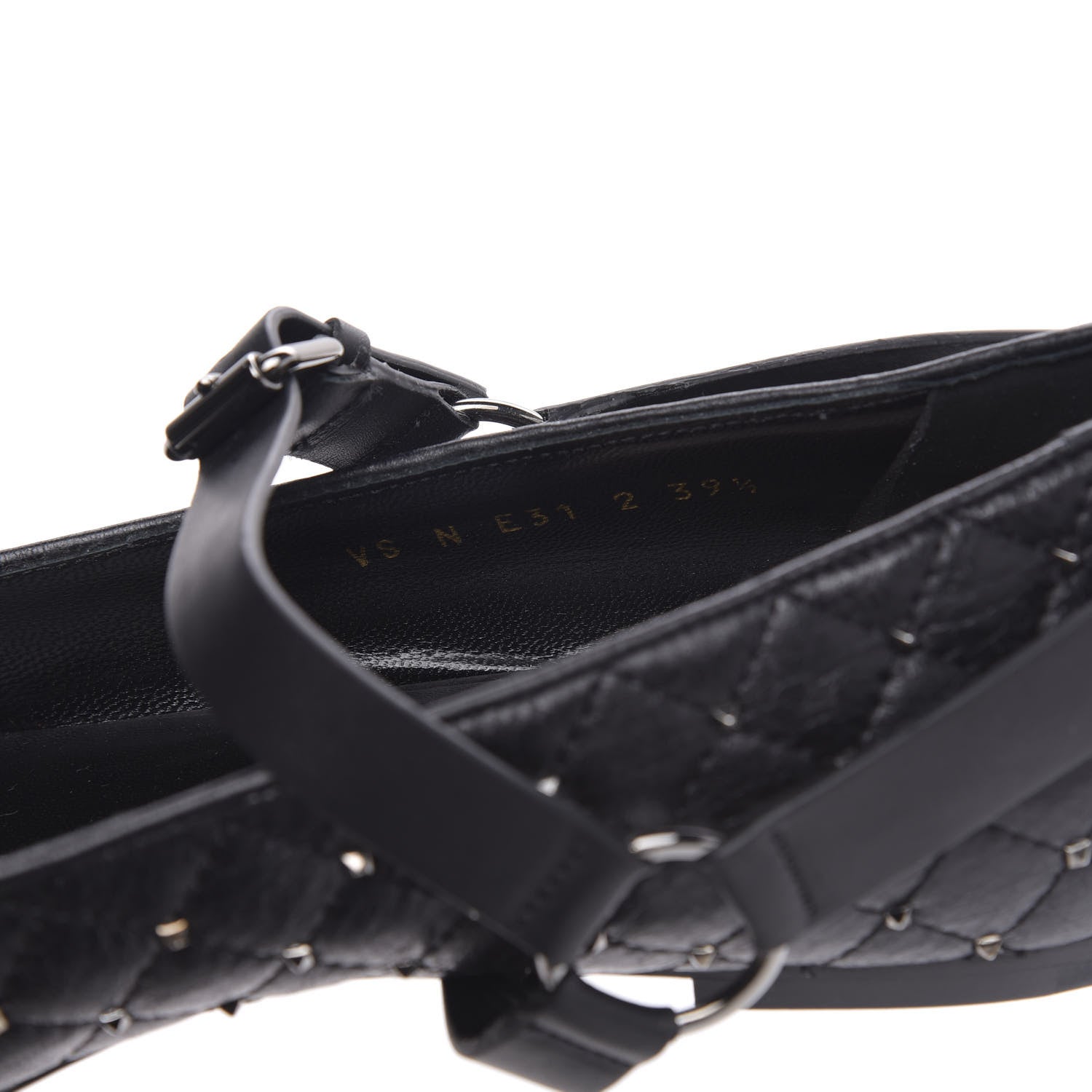 Valentino Garavani Crackled Lambskin Rockstud Spike Captoe Ballerina Flats 39.5 Black 8 of 10