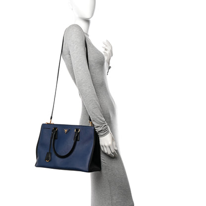 Prada Saffiano Lux Bi-Color Medium Galleria Double Zip Tote Bluette Baltico 2 of 15