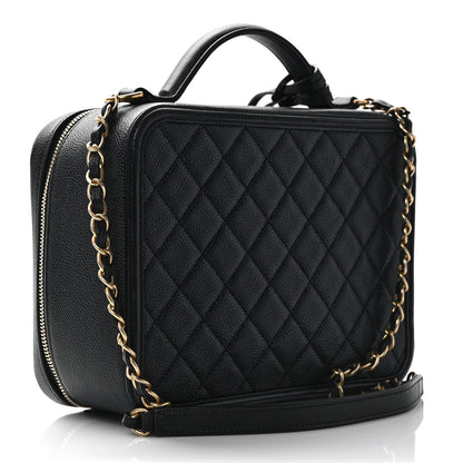 Chanel Caviar Quilted Large CC Filigree Vanity Case Black 3 of 9