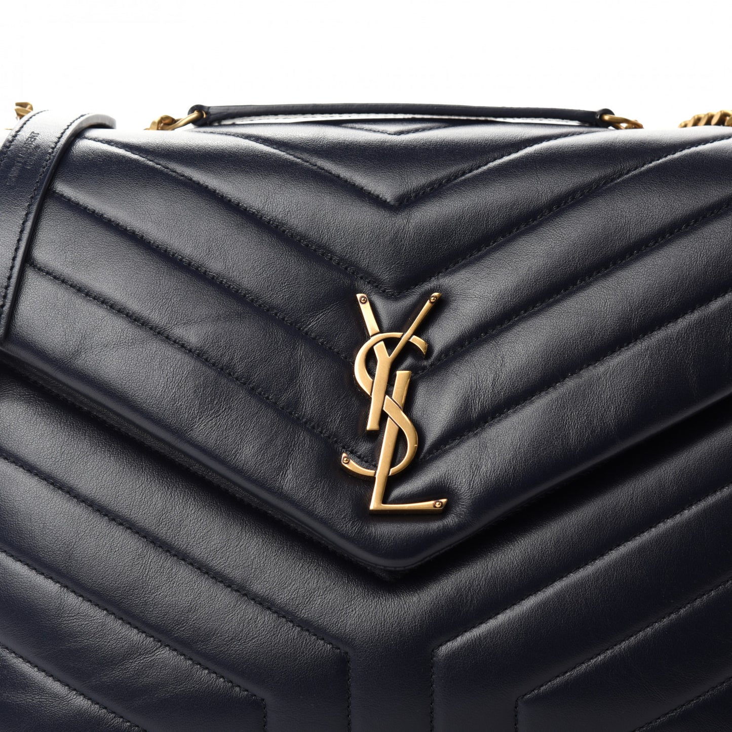 Calfskin Y Quilted Monogram Medium Loulou Chain Satchel Medium Blue