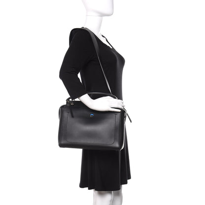 Fendi Vitello Baltico Dolce DotCom Satchel Black Blue Royal 2 of 10