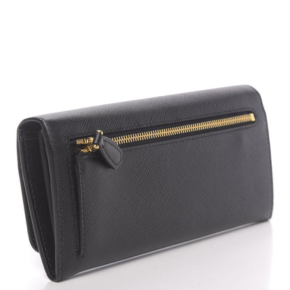 Prada Saffiano Continental Flap Wallet Black 4 of 8