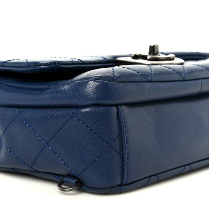 Chanel Shiny Goatskin Quilted Small Double Carry Waist Chain Flap Blue 9 of 10