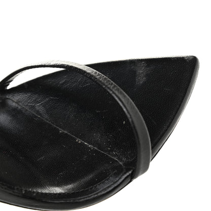 Saint Laurent Feather Embellished Calfskin Talitha Ankle-Wrap Sandals 36 Black White 11 of 12