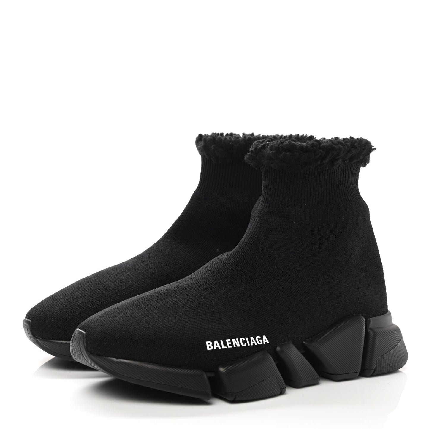 Technical 3D Recycled Knit Faux Fur Womens Speed 2.0 Sneakers 37 Black