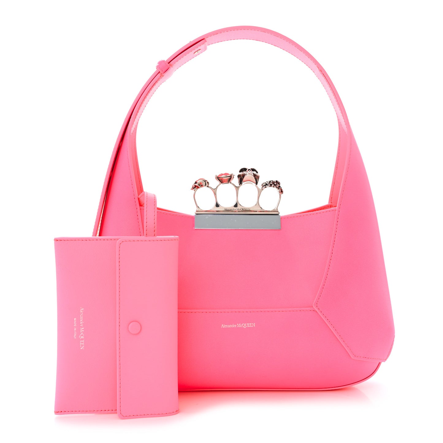 Smooth Calfskin Jeweled Hobo Bag Fluo Pink