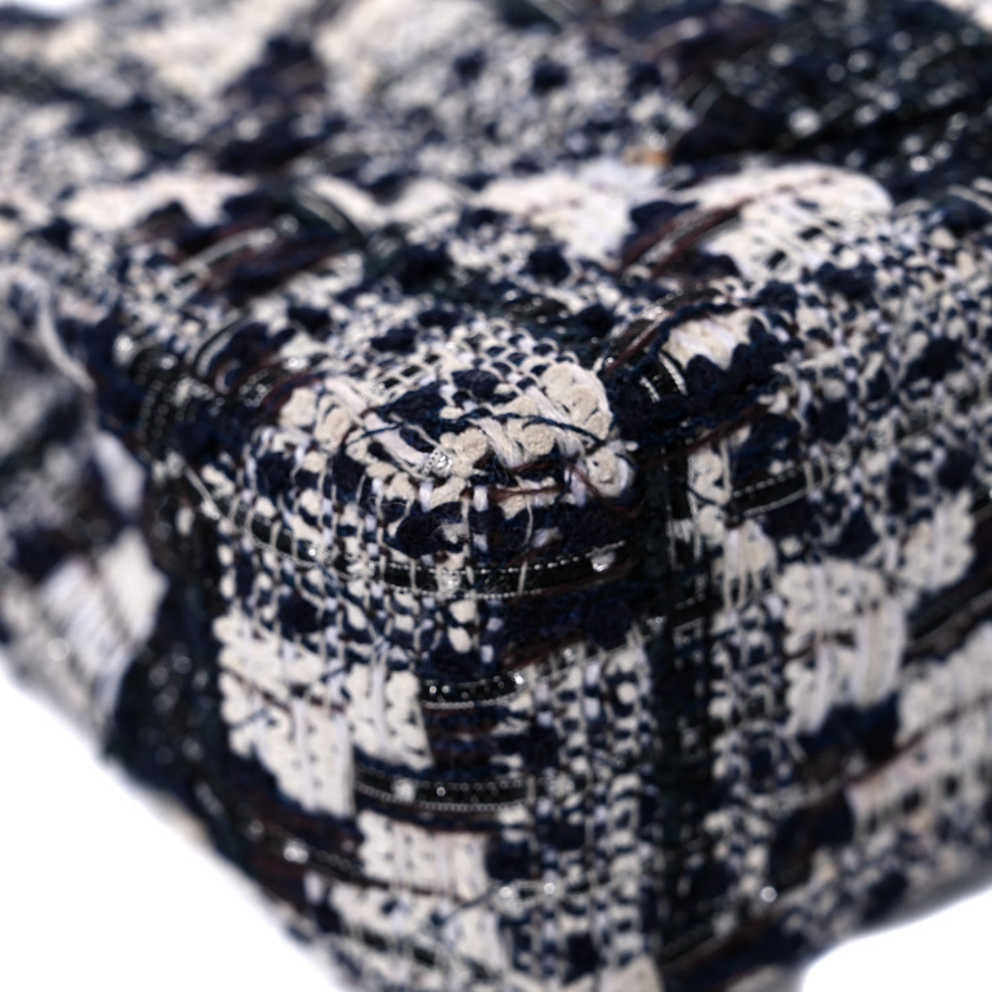 Tweed Quilted Flap Navy White