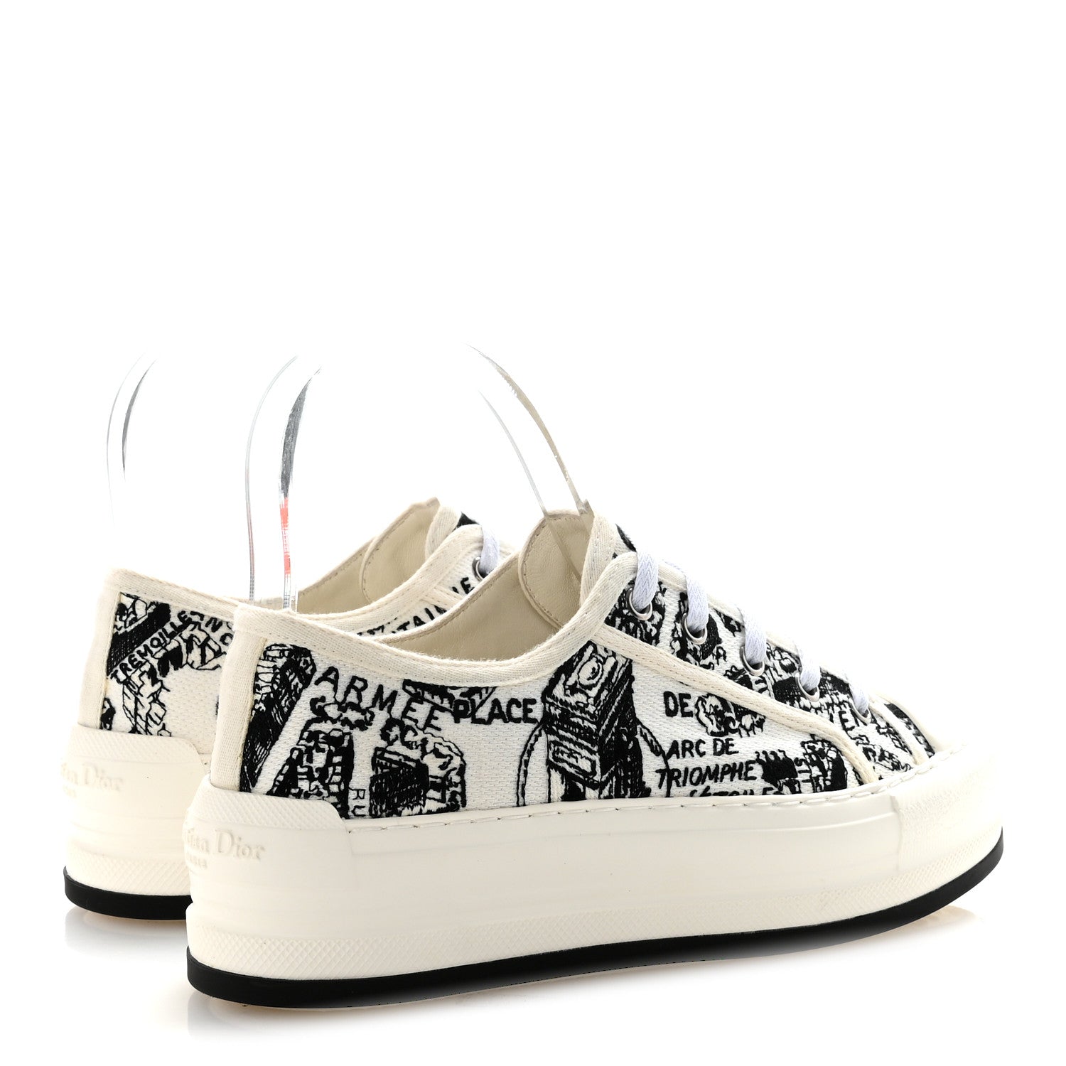 Christian Dior Canvas Embroidered Plan De Paris Womens Walk'N'Dior Platform Sneakers 36.5 White Black 10 of 20