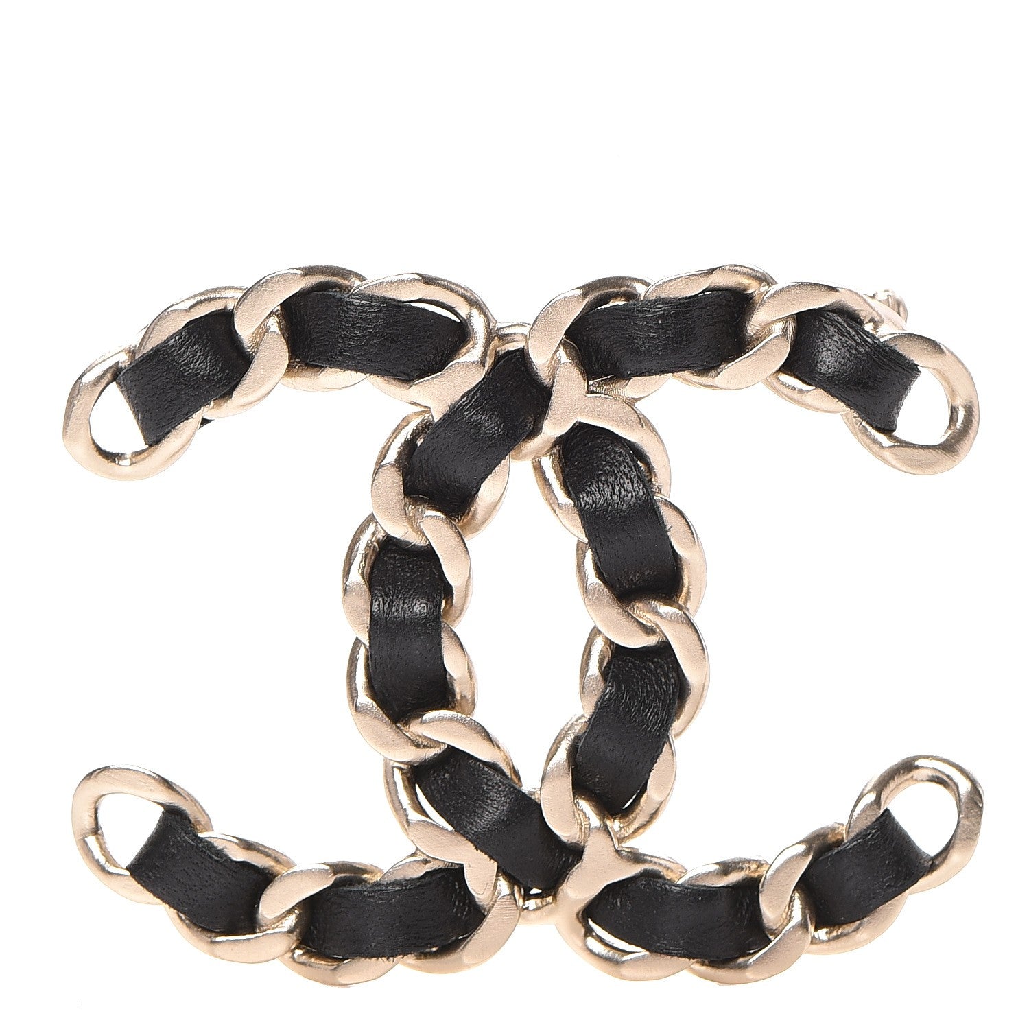 Chanel Lambskin Chain CC Brooch Black Gold 1 of 4
