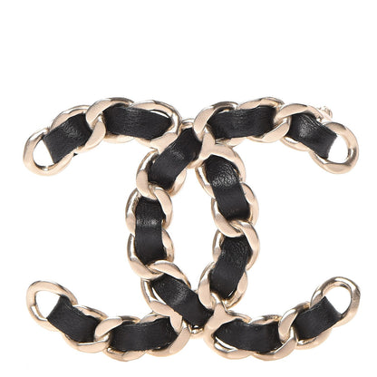 Chanel Lambskin Chain CC Brooch Black Gold 1 of 4