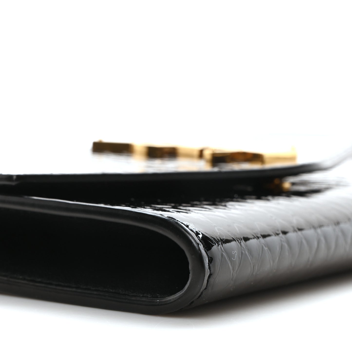 Calfskin Python Embossed Monogram Uptown Chain Wallet Black