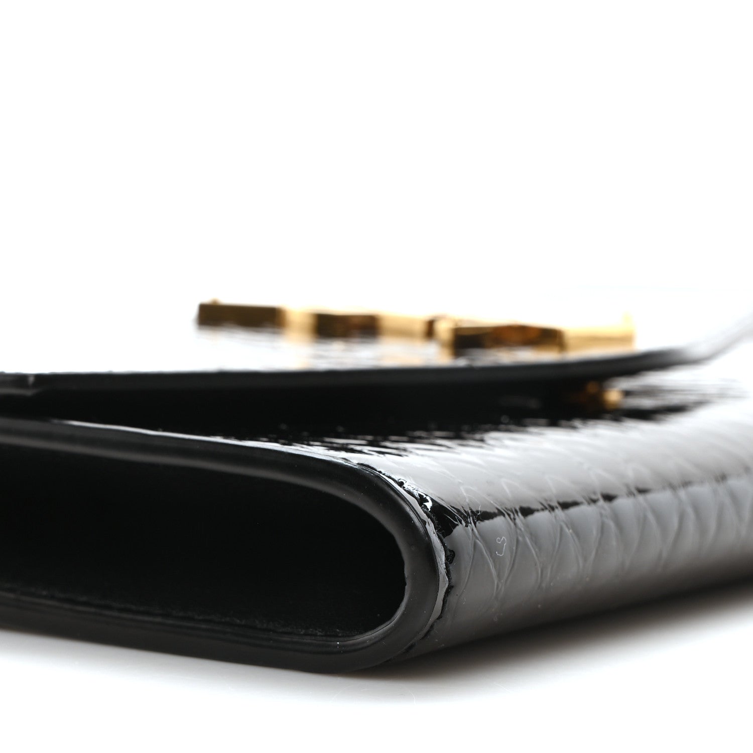 Saint Laurent Calfskin Python Embossed Monogram Uptown Chain Wallet Black 10 of 12