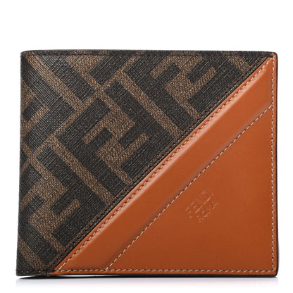 Fendi Glazed Fabric Vitello King FF 1974 Diagonal Bi-Fold Wallet Tobacco Moro Cuoio 1 of 9