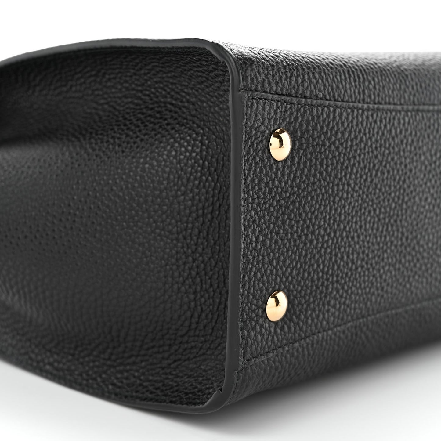 Hammered Calfskin Double Handle Small Amy Tote Black