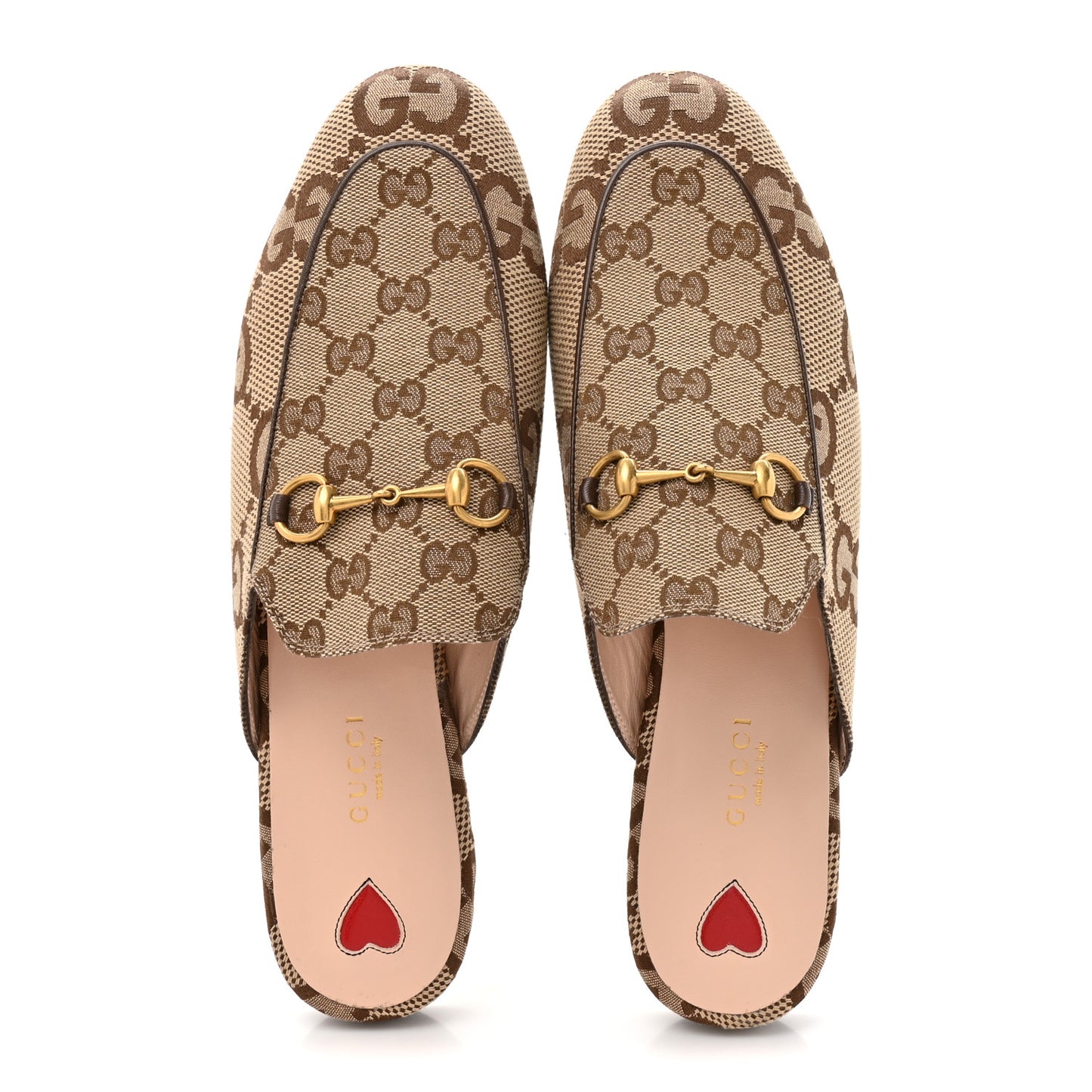 Monogram Jumbo GG Malaga Kid Womens Princetown Slippers 40.5 Camel Ebony New Acero Beige