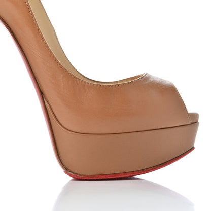 Christian Louboutin Calfskin Lady Peep 150 Pumps 36 Safari 10 of 25