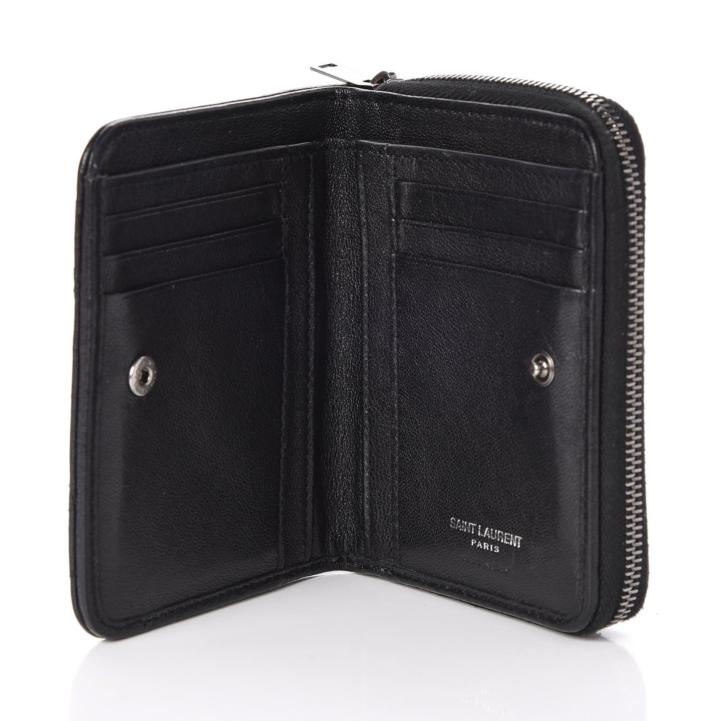 Lambskin Matelasse Chevron Monogram Compact Wallet Black