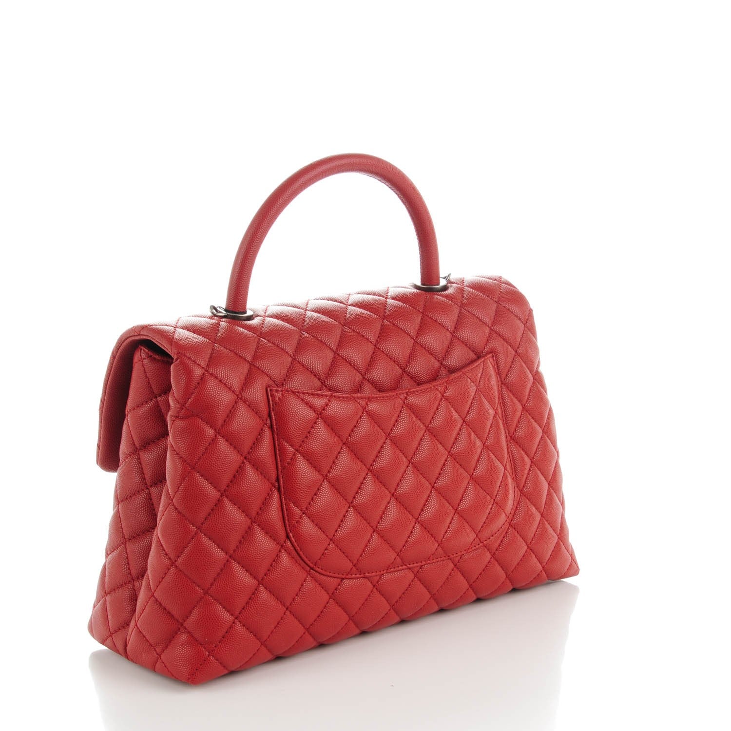 Chanel Caviar Quilted Medium Coco Handle Flap Dark Red 3 of 8