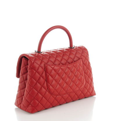 Chanel Caviar Quilted Medium Coco Handle Flap Dark Red 3 of 8