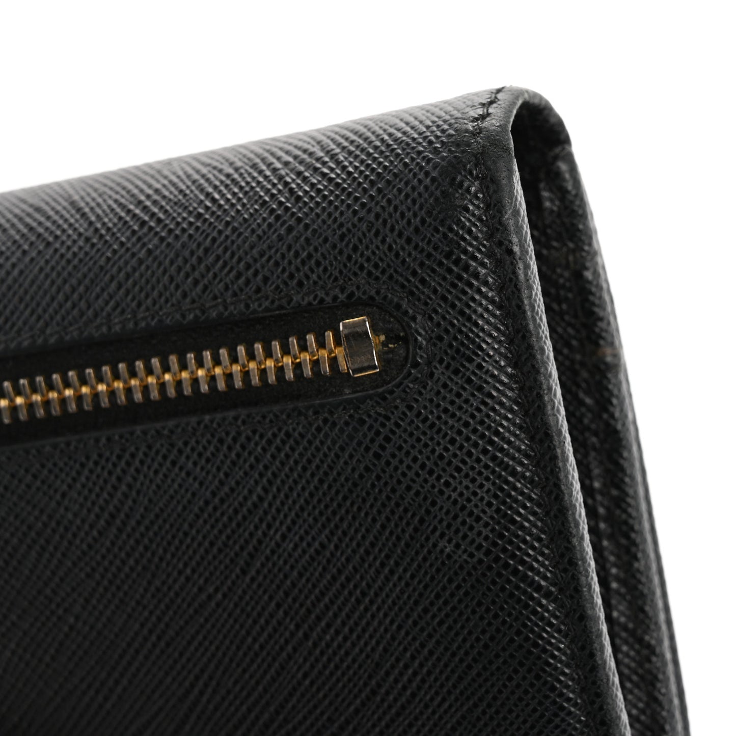 Saffiano Triangle Logo Continental Flap Travel Wallet Black