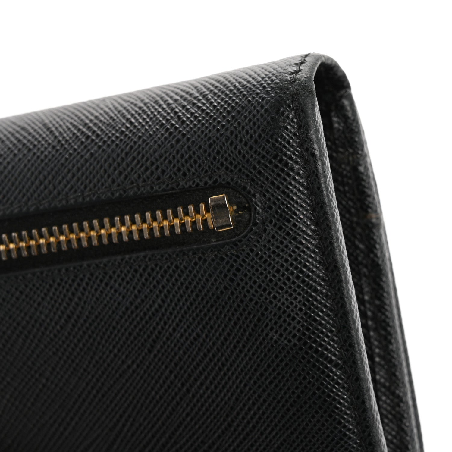 Prada Saffiano Triangle Logo Continental Flap Travel Wallet Black 12 of 16