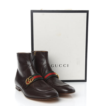 Gucci Goatskin Web Mens GG Ankle Boots 8.5 Cocoa 9 of 9