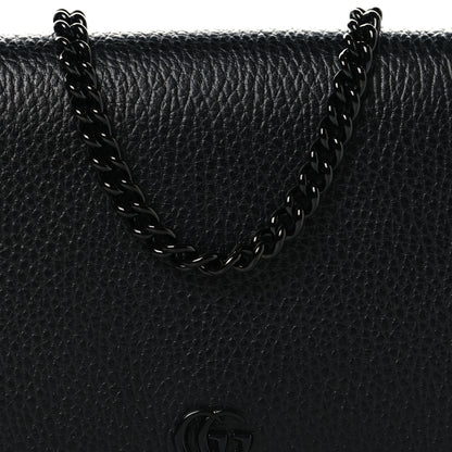 Gucci Dollar Calfskin Enamel Monochrome Mini GG Marmont Chain Wallet Black 7 of 9
