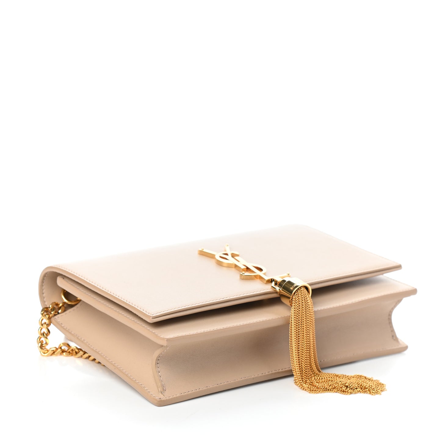 Smooth Calfskin Classic Monogram Kate Tassel Chain Wallet Nude Powder
