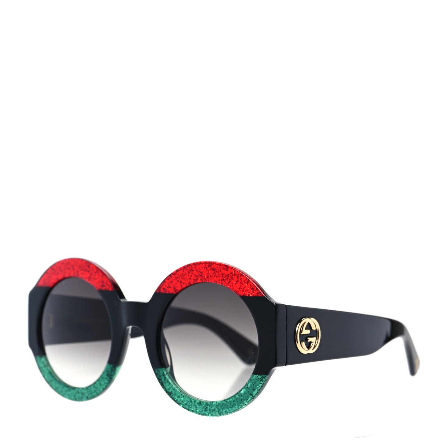 Round Frame GG0084S Sunglasses Glitter Red Green