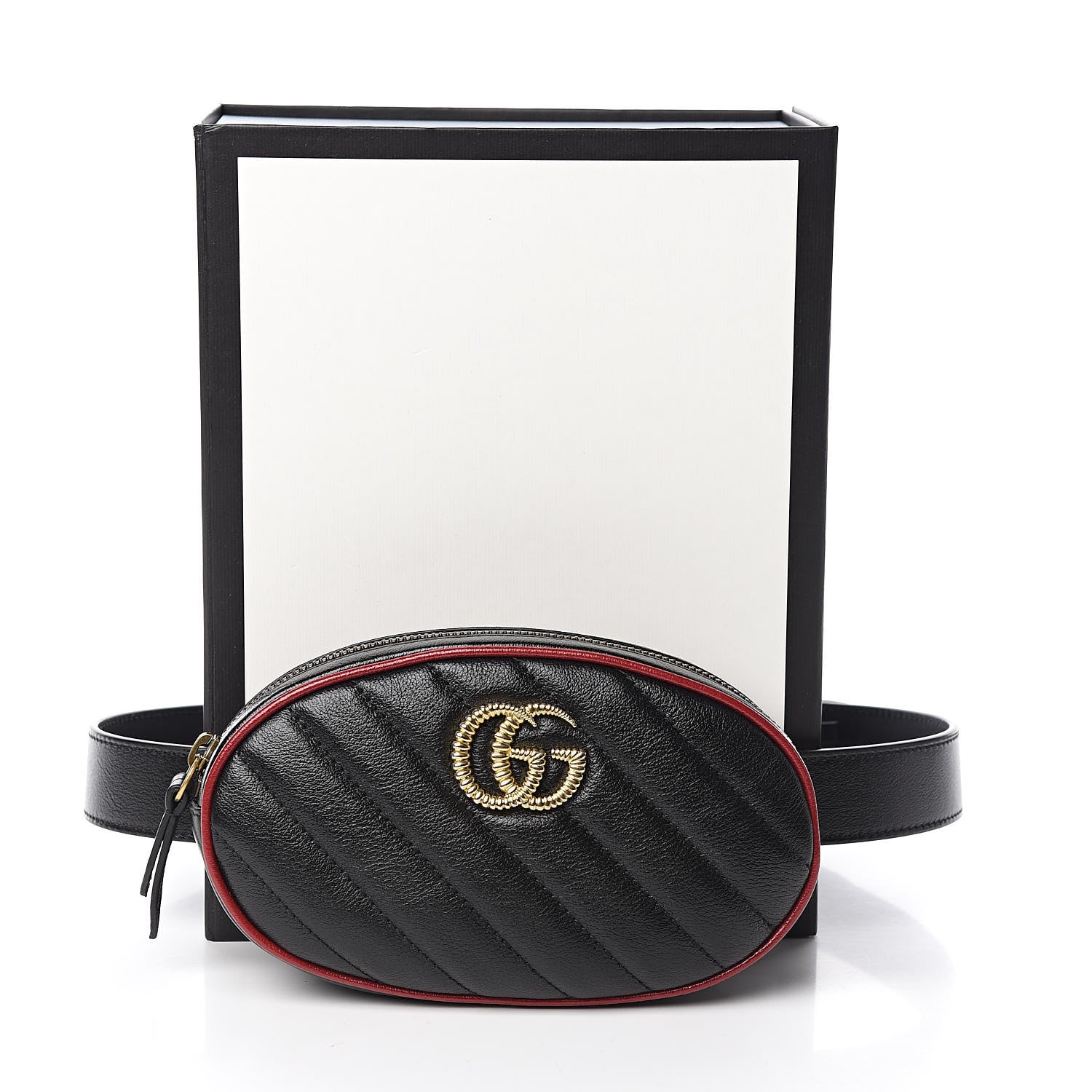 Gucci Calfskin Matelasse GG Marmont Belt Bag 75 30 Black 11 of 11