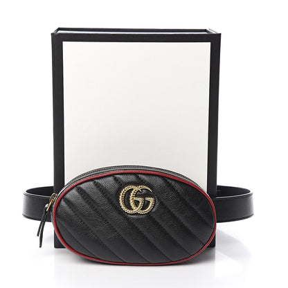 Gucci Calfskin Matelasse GG Marmont Belt Bag 75 30 Black 11 of 11