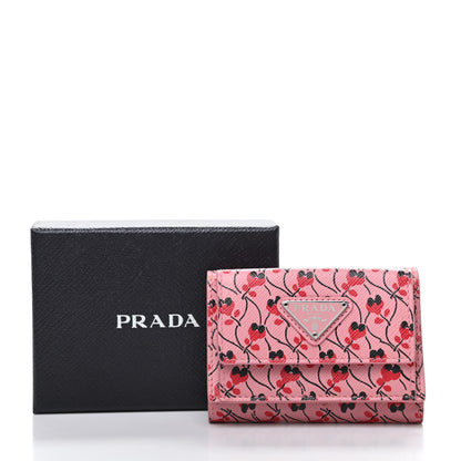 Prada Saffiano Small Ramage Tri-Fold Wallet Petalo Rosso 10 of 10
