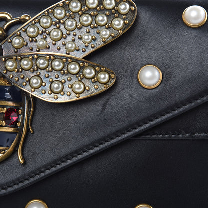Gucci Nappa Pearl Studded Mini Queen Margaret Broadway Shoulder Bag Black 10 of 12