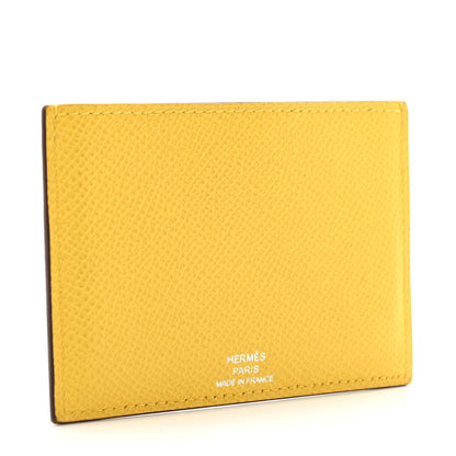Hermes Epsom Les Petits Chevaux Card Holder Jaune De Naples Mauve Sylvestre Gold Bleu Du Nord 3 of 9