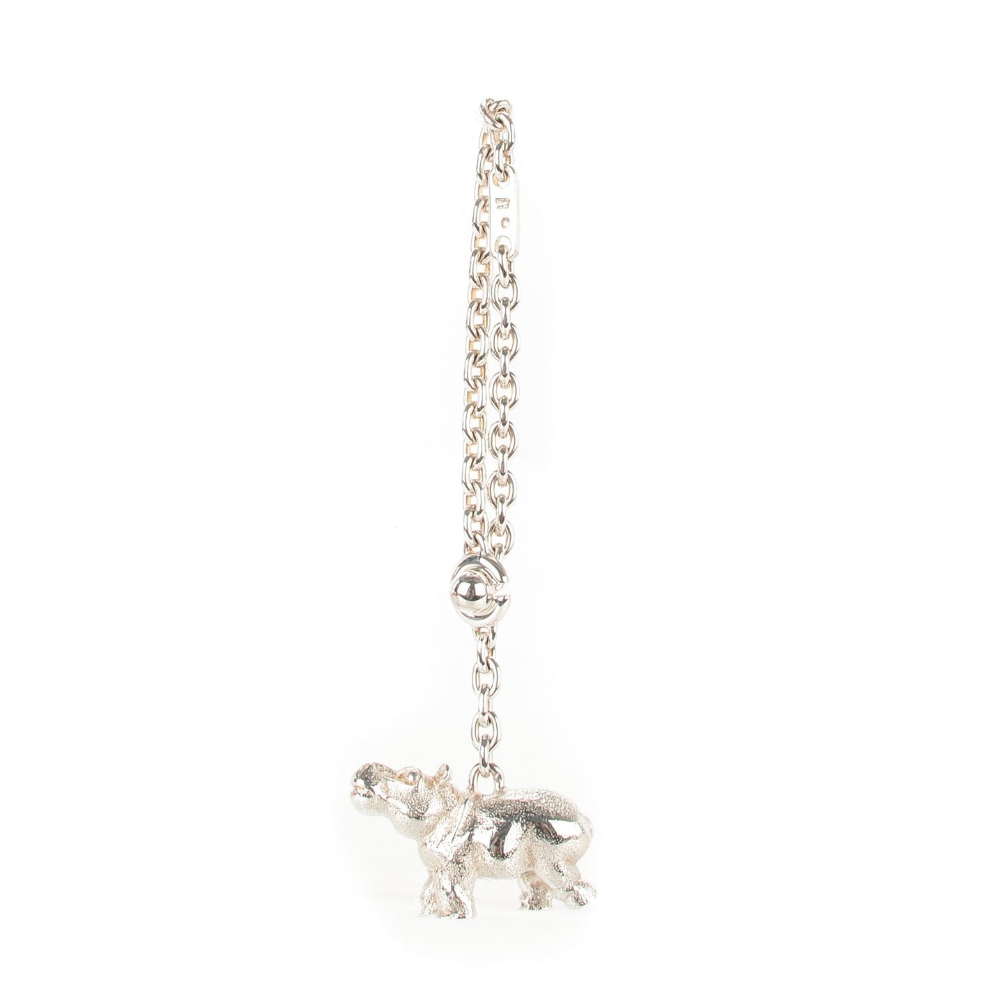 Sterling Silver Annee Des Fleuves Hippo Key Chain Bag Charm