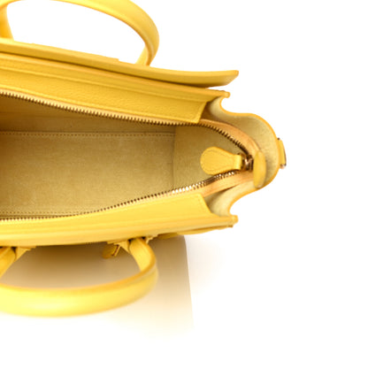 Celine Drummed Calfskin Nano Luggage Citron 4 of 12