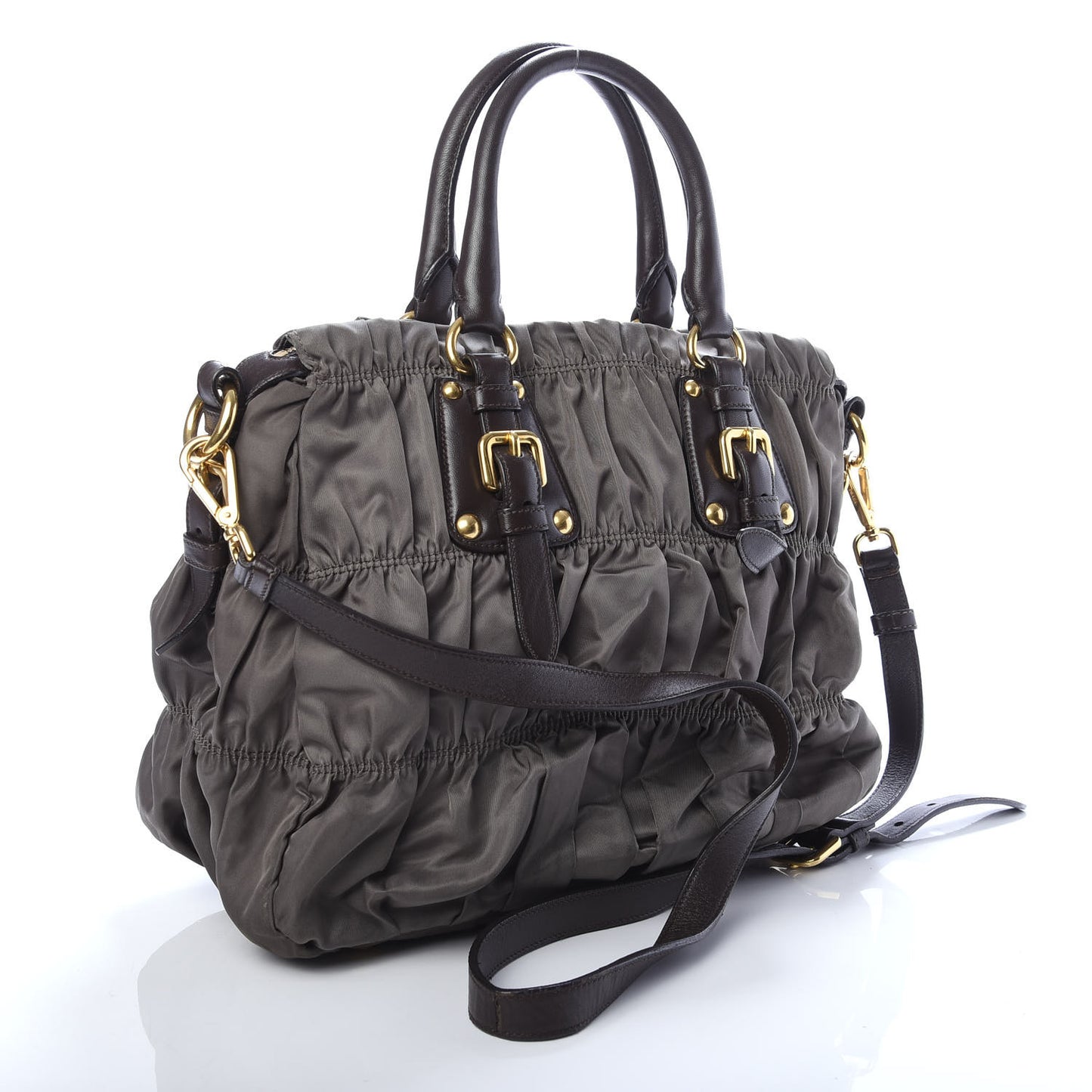 Tessuto Nylon Gaufre Tote Fumo