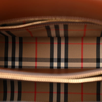 Burberry Calfskin Check Small Two Handle Title Bag Black 5 of 9