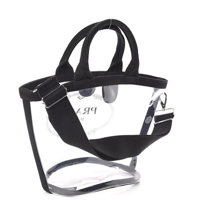 Prada Plexiglass Canapa Small Shopper Tote Black 3 of 10