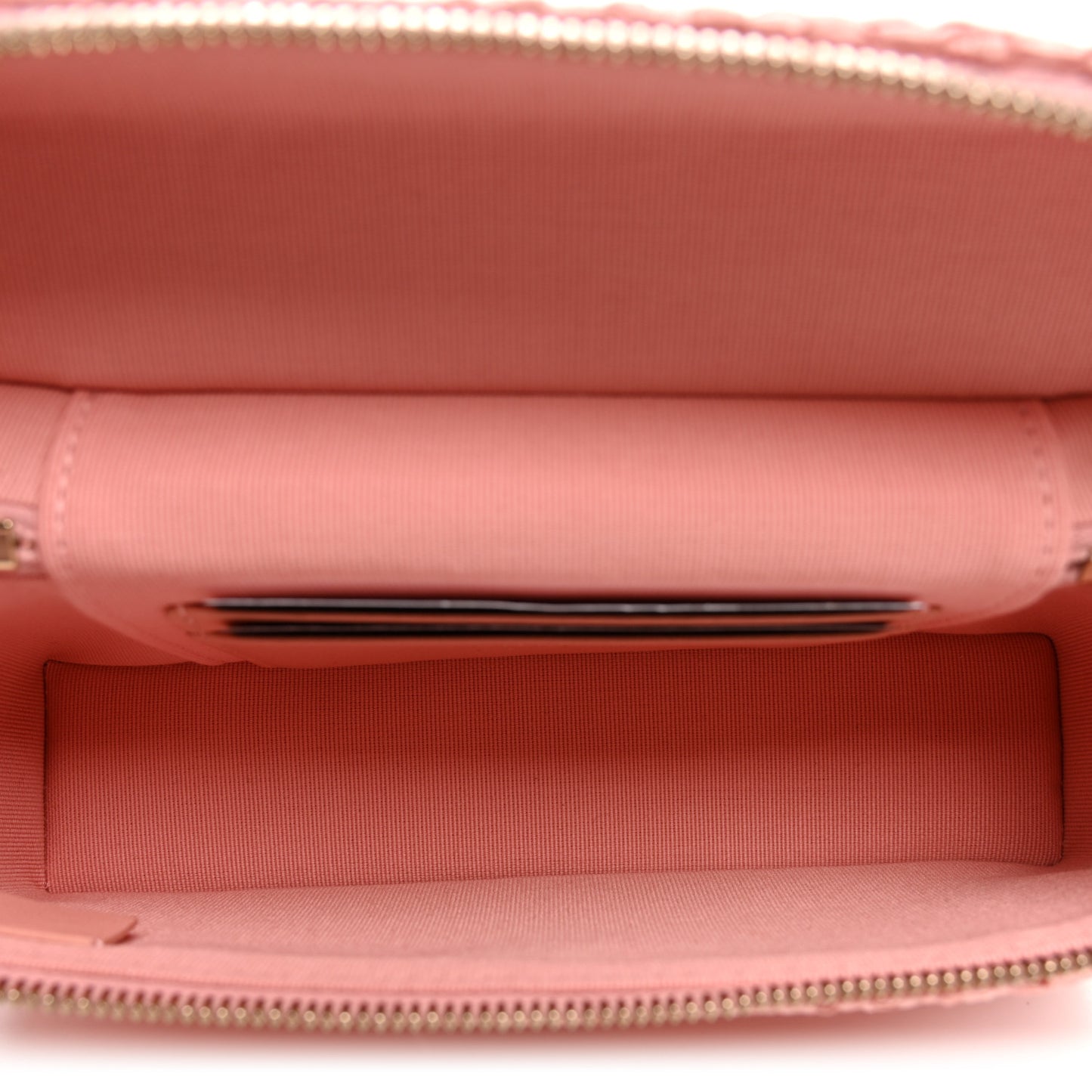 Braided Raffia Quilted Top Handle Slim Vanity Case With Chain Light Pink