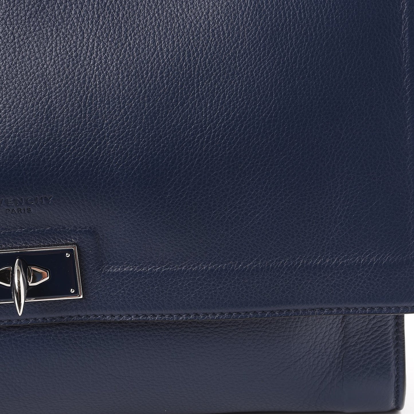 Grained Calfskin Medium Shark Lock Satchel Navy