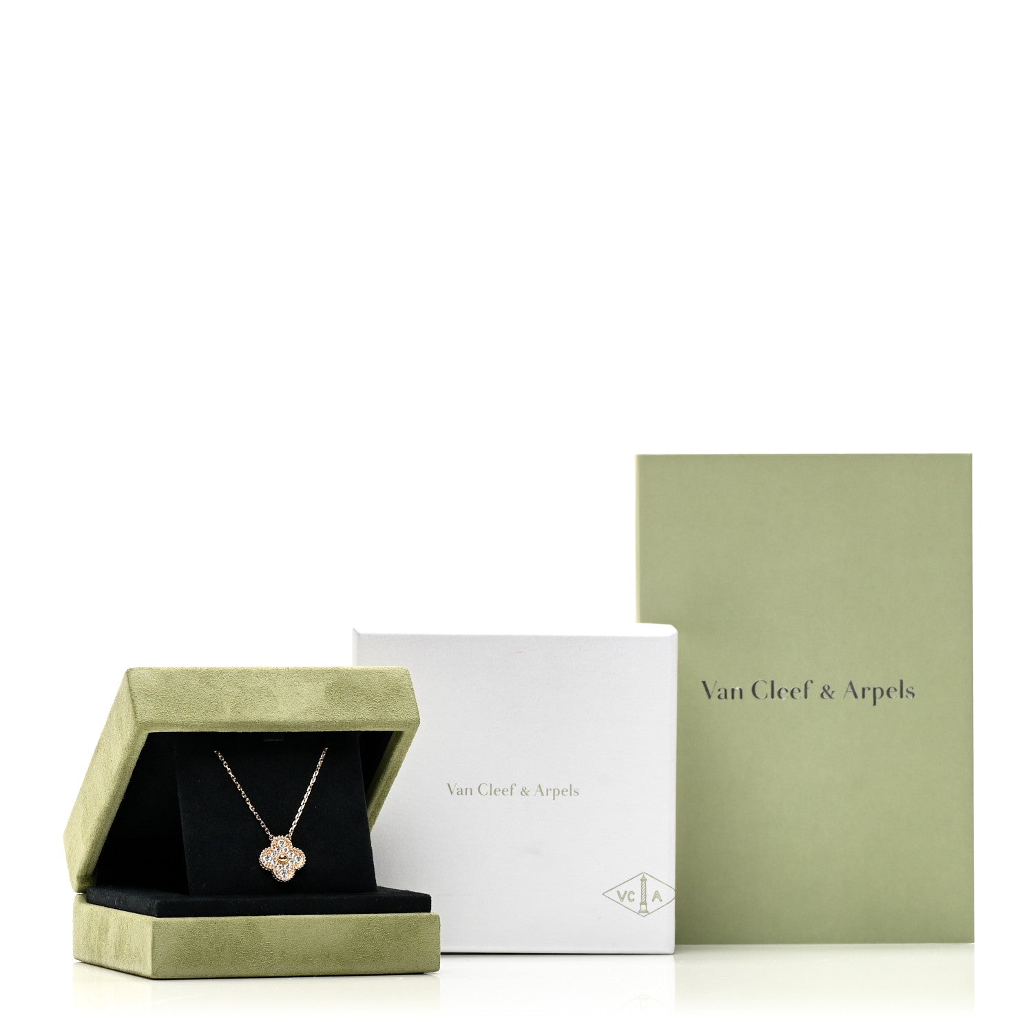 Van Cleef & Arpels 18K Yellow Gold Diamond Vintage Alhambra Pendant Necklace 6 of 6